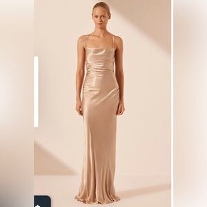 Shona Joy La Lune Lace Back Maxi Dress- Gold